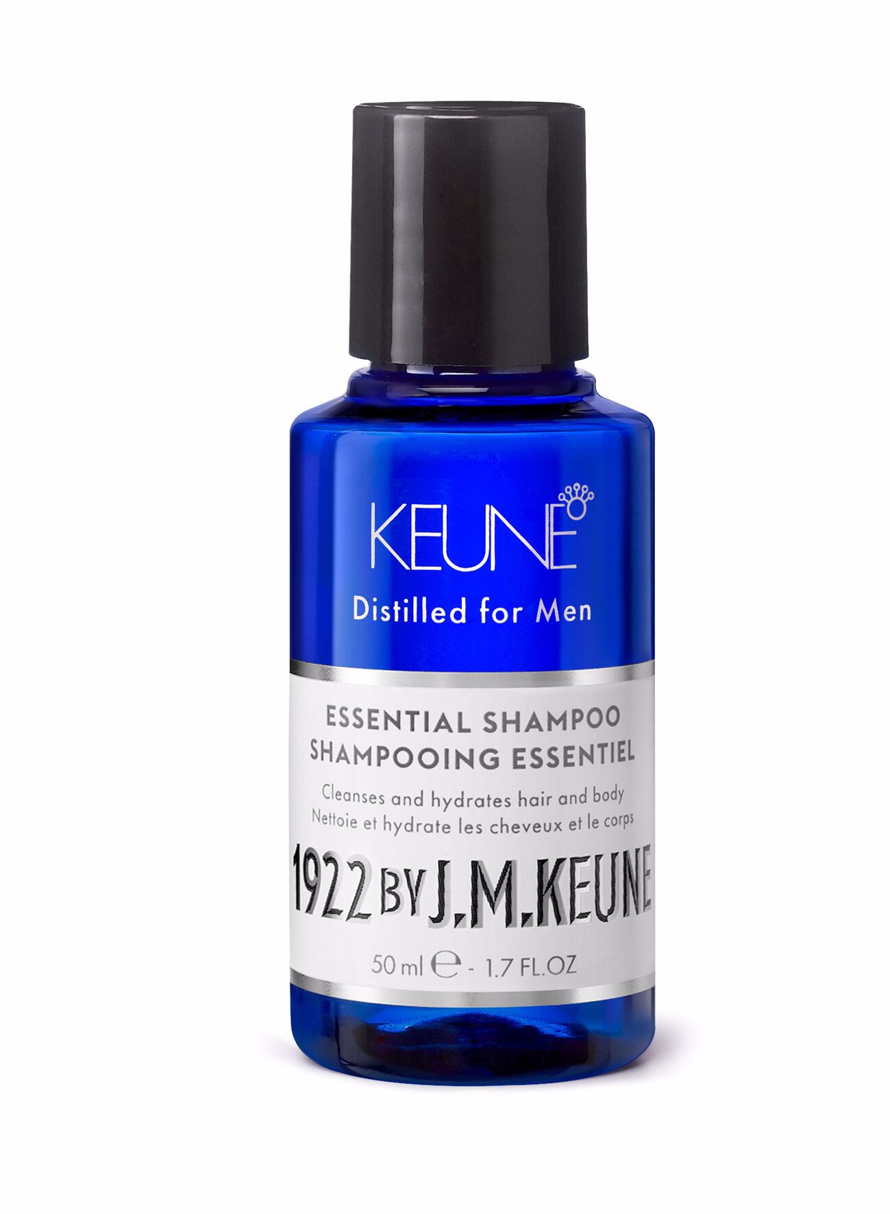 The Essential Shampoo for men cleans hair, beard, and body thoroughly. Creatine and bamboo extract strengthen and add volume. Now available on keune.ch.