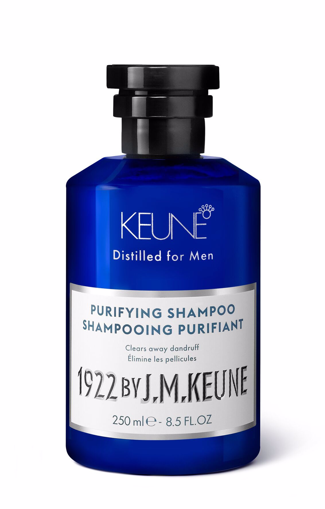 Our effective shampoo for men with oily hair, dandruff-free thanks to zinc pyrithione, and strengthened hair with creatine. Discover more about our 1922 Purifying Shampoo on Keune.ch.