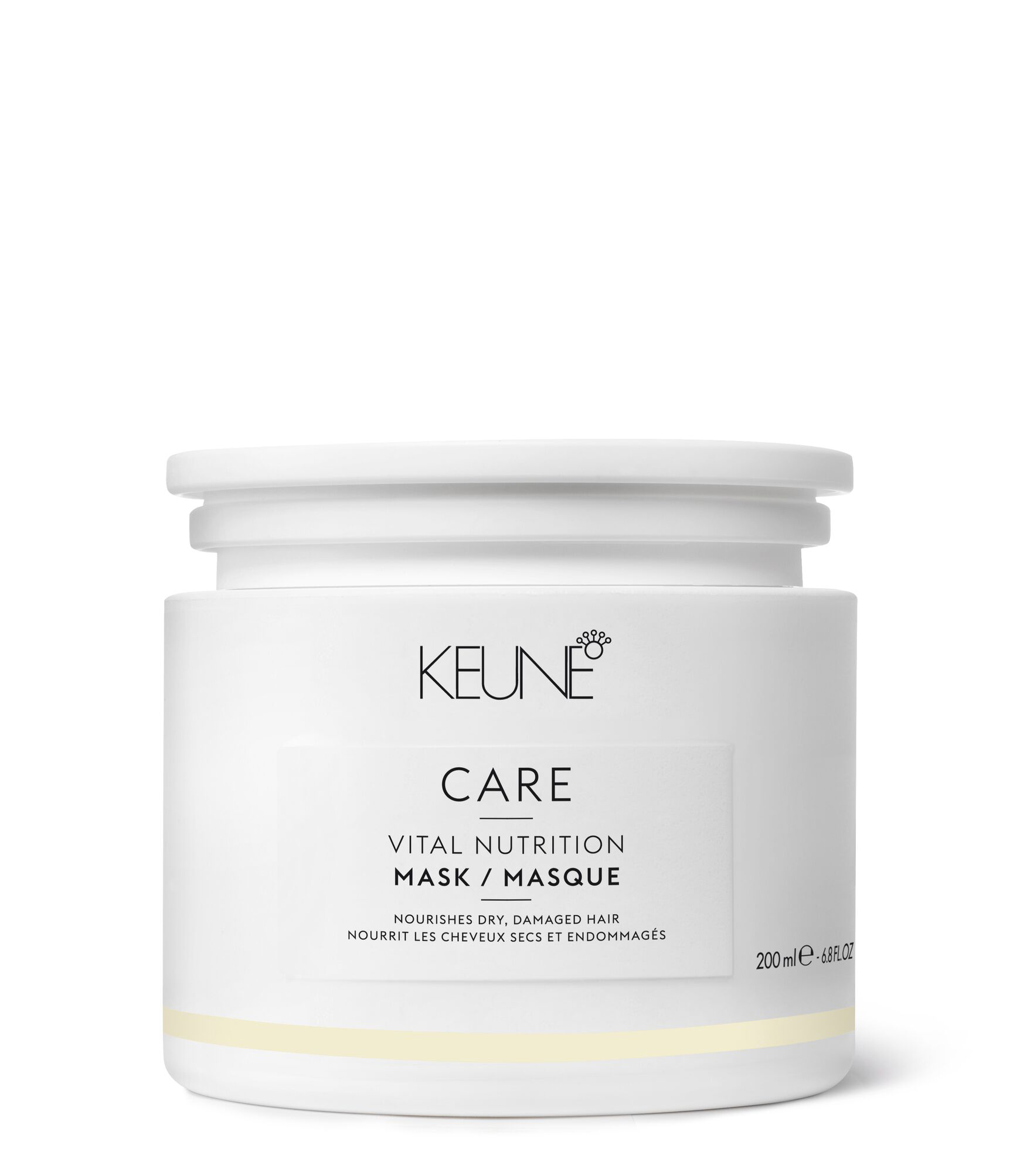 Vital Nutrition Mask improves elasticity, smooths damaged hair, strengthens, and adds shine. Perfect for dry hair. On keune.ch